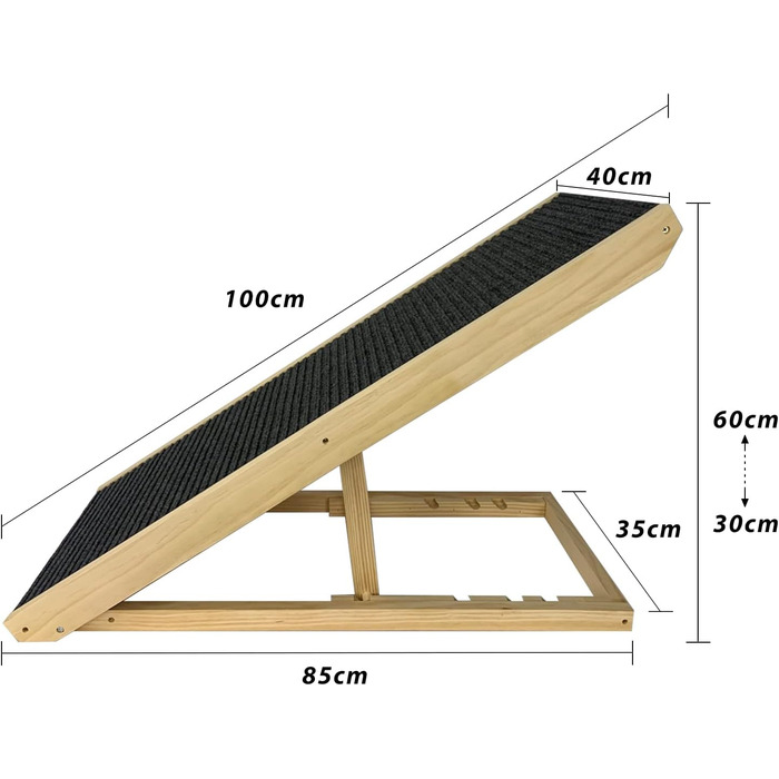 Складні сходи для собак і котів Froadp 49x38x61 см, 4 ступені, пластик, з фетровим покриттям, нековзкі, переносні, для ліжка, балкона, дивана, тип B (дерево)
