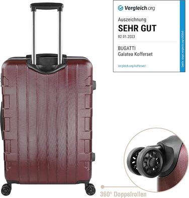 Валіза Bugatti Galatea 38L, 4 колеса, TSA замок, 55x38x23,5 см, червона, набір