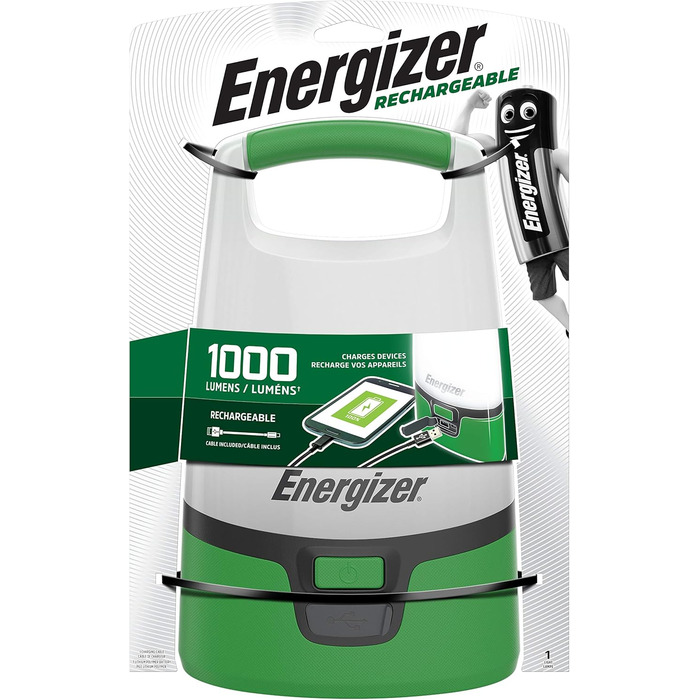 Світлодіодний ліхтар-лампа Energizer Vision Recharge для кемпінгу, туризму, надзвичайних ситуацій, зелений