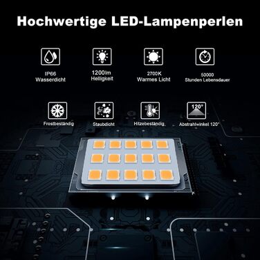 MEIKEE LED прожектор 60 Вт для вулиці, теплий білий 2700K, 5200 лм, IP66 водонепроникний, надяскравий світлодіодний ліхтар для саду, двору, гаража, під'їзду, комплект 2 шт.
