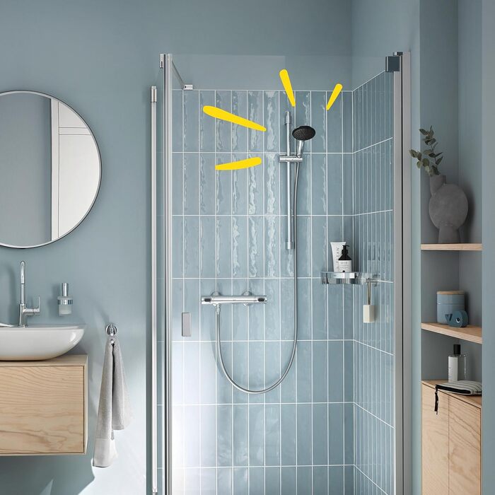 Ручний душ GROHE Vitalio 110, круглий, 14 л/хв, 2 режими струменя, стандартне підключення, силіконове кільце, шланг 150 см, хром, 26972001