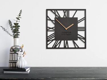 Сучасний настінний годинник FLEXISTYLE LOFT Piccolo Square 30 см, безшумний, чорний, для вітальні та ванної