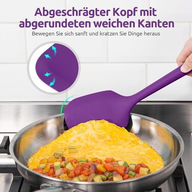 U-Taste набір кухонних силіконових лопаток і ложок, 5 шт, довгі, термостійкі до 315°C, без BPA, антипригарні, для змішування, смаження, фіолетові