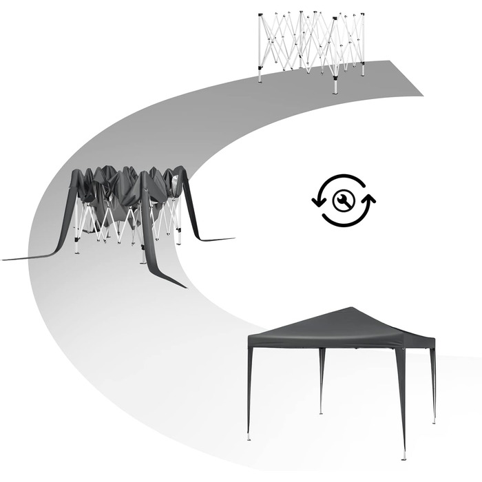 WOLTU павільйон-тент Pop-Up, водонепроникний, складний, 3x3 м, металевий каркас, оксфорд, для саду, тераси, кемпінгу, фестивалю, антрацит