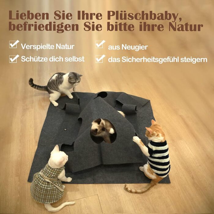 Інтерактивний килимок для котів 100x100 см, сірий – ігровий розвиваючий килим Katzenteppich для розваг і розвитку інтелекту домашніх котів