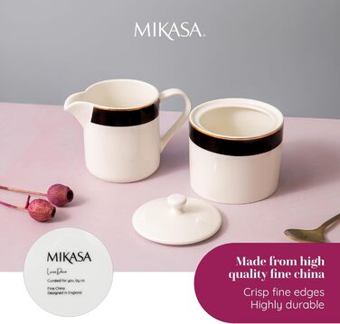 Набір фарфорових цукорниці та молочника MIKASA Luxe Deco, 245 мл, з кришками, у подарунковій коробці, можна мити в посудомийній машині