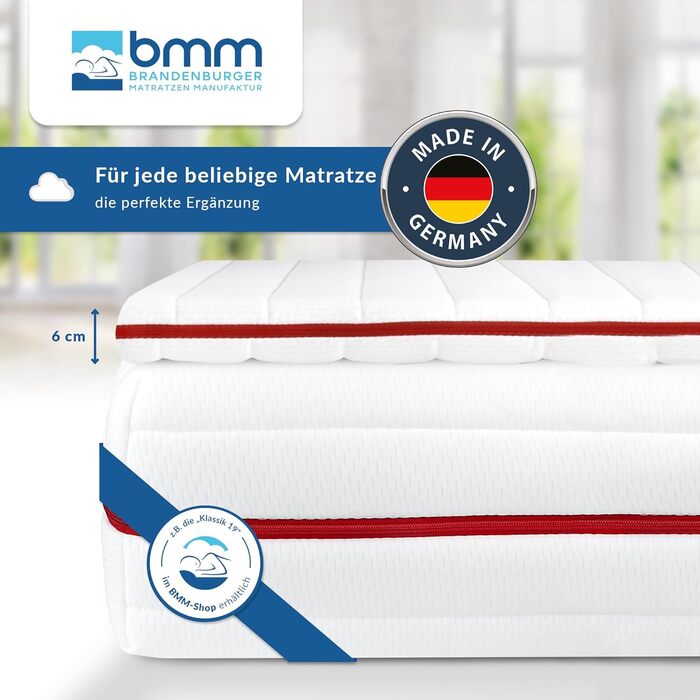 Топер BMM Klassik Premium 140x200 см, м'який H2, висота 6 см, ортопедичний, з холодної піни, Öko-Tex, вироблено в Німеччині