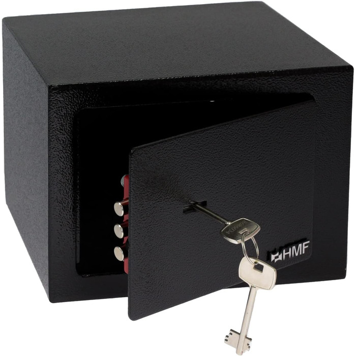 Сейф HMF 49216-02 маленький з ключем, меблевий, 23x17x17 см, чорний