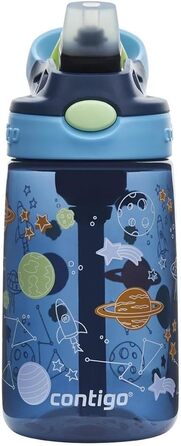 Дитяча пляшка для води Contigo Easy Clean Autospout із трубочкою, 420 мл, синя, пластикова, без BPA, 100% герметична, легке очищення, для школи, садка та спорту