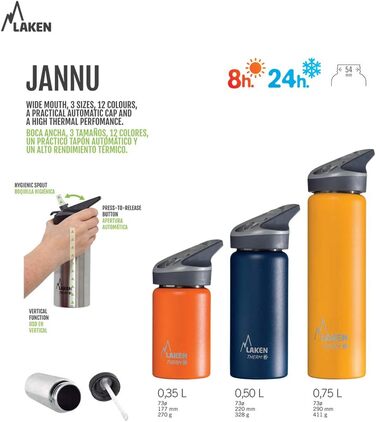 Термос Laken Jannu з нержавіючої сталі 18/8, вакуумний, пляшка для води та напоїв