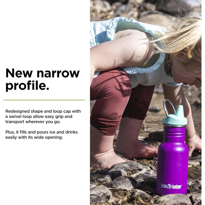 Пляшка для води Klean Kanteen Classic Narrow 355 мл, нержавіюча сталь, колір Блискучий виноград