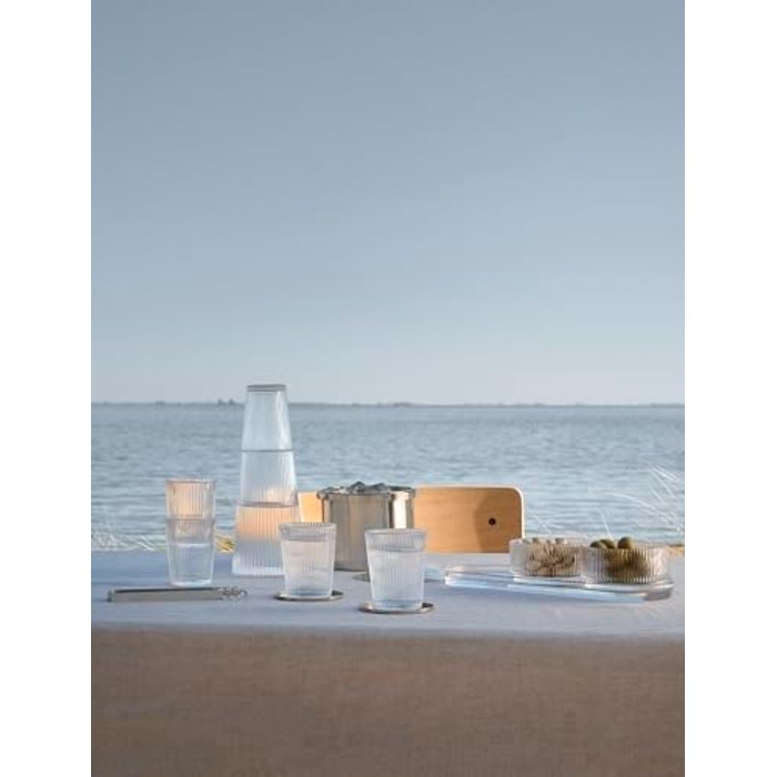 Склянки Stelton Pilastro 240 мл – ребристі, набір 6 шт, для гарячих і холодних напоїв, складані, скло, можна мити в посудомийній машині