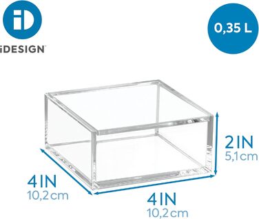 Органайзер для косметики iDesign з кришкою, прозорий, набір з 2, акриловий, без BPA, компактний (10,2 x 10,2 x 5,1 см), для макіяжу, штабельований