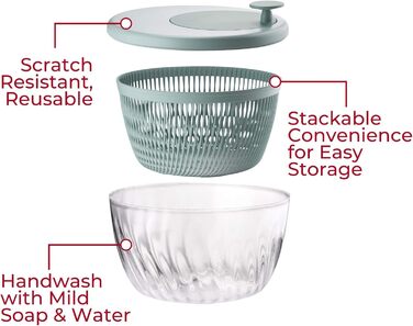 Сушарка для салату Guzzini SPIN&STORE з кришкою, оливкова, 26×19 см, 4000 мл
