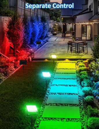 LED прожектор для вулиці 100W RGB з пультом і Bluetooth APP, IP66, водонепроникний, набір 2 шт., кольорове підсвічування для саду та двору