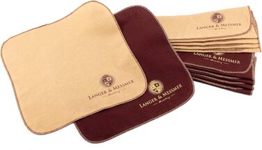 Langer & Messmer набір полірувальних серветок для гладкої шкіри з 100% бавовни, бежеві/бордові, 10 шт. — професійні серветки для догляду за взуттям