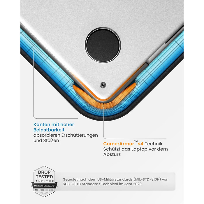 tomtoc 360° Захисний чохол для ноутбука 16'' MacBook Pro M4/M3/M2/M1 Pro/Max (2019-2024), сумка для ноутбука, сумісна з ASUS Vivobook 15/16, Dell Inspiron 15
