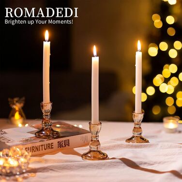 Свічник Romadedi зі скла, прозорий, елегантний, для весілля, різдвяного та святкового декору, 10 шт, колір бурштиновий, для інтер'єру та столу