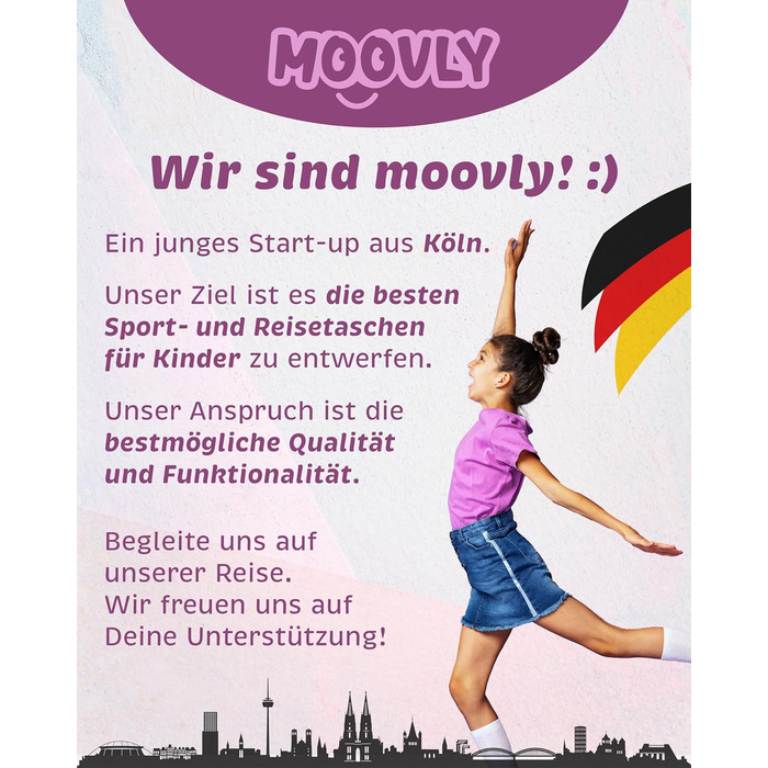 Дитяча спортивна сумка moovly 25 л для дівчат, середній розмір, з відділенням для взуття та вологих речей, м'який регульований ремінь, для спорту, плавання, подорожей