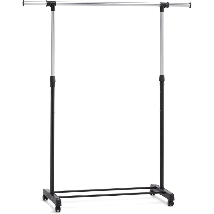 Шафа для одягу Amazon Basics з двома полицями, біла, хром, 91.5-145x42x134-161 см