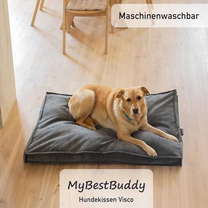 Лежак для собак MyBestBuddy Visco, сірий, 70x50 см, ортопедичний, з POSO-Cord тканиною, в'язкопружна піна, знімний чохол, праний при 40°C, для малих порід