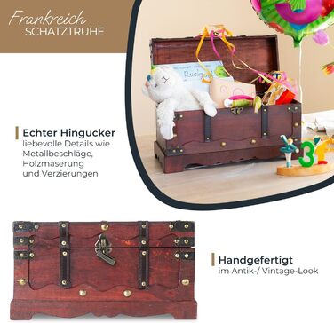Велика дерев'яна скриня HMF 6400-140 з замком, 40x19x22 см, Франція
