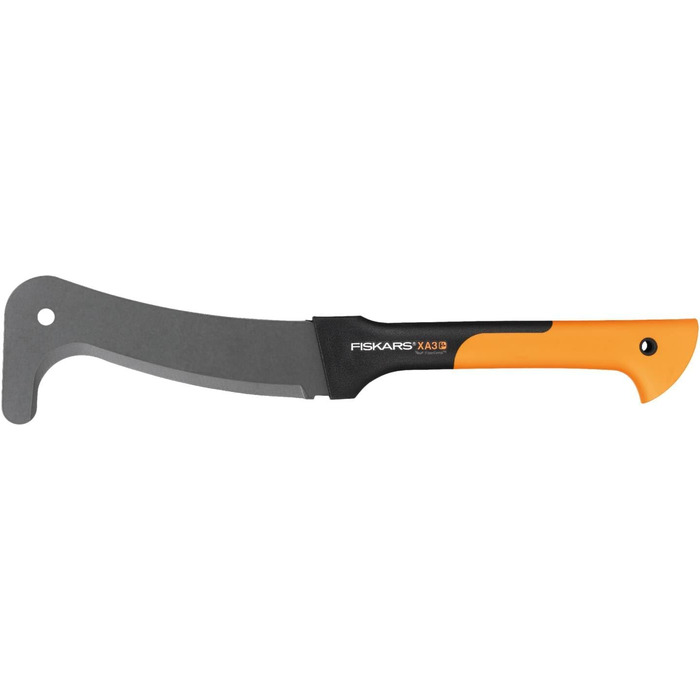 Мачете Fiskars WoodXpert XA3 50,5 см, антипригарне покриття, загартована сталева лезо, скловолоконна ручка, з чохлом, чорний/помаранчевий