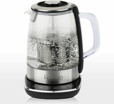 Електричний чайник H.Koenig TI600 1,5 л, скло/нержавійка