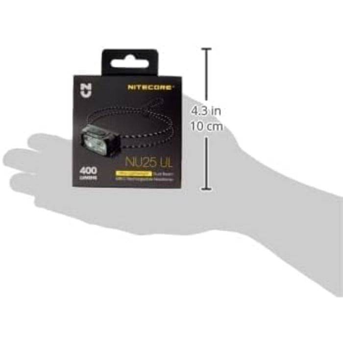 Легка налобна ліхтарик Nitecore NU25UL, USB-C, 400 люмен, 130 м, червоне світло для нічного бачення