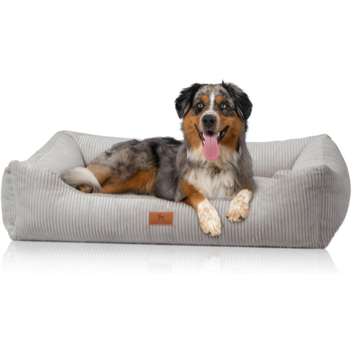 Лежак для собак Knuffelwuff Olivia XL 105x75 см, світло-сірий, знімний та праний чохол, кордовий матеріал, для великих, середніх і малих порід