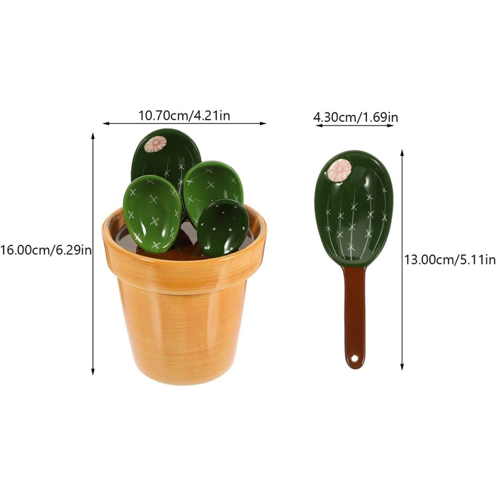 Набір мірних ложок Cabilock Ceramic Cactus з тримачем
