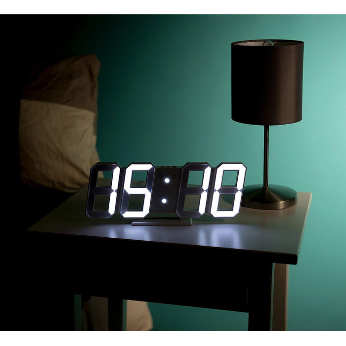 Діджитал-годинник Lunartec настінний і настільний, Jumbo LED, 3D, будильник, з підсвіткою, димований, 28 см