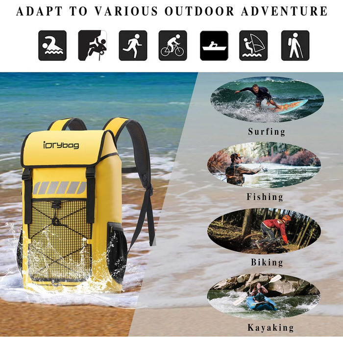Водонепроникний рюкзак IDRYBAG для чоловіків 25/45 л, для каякінгу, походів, міцна сумка для активного відпочинку