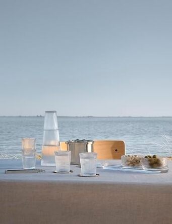 Склянки Stelton Pilastro 240 мл – ребристі, набір 6 шт, для гарячих і холодних напоїв, складані, скло, можна мити в посудомийній машині