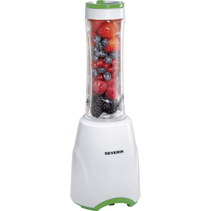 Смузі-мейкер SEVERIN Mix & Go SM 3735, 300 Вт, 2 пляшки по 600 мл, біло-зелений, портативний блендер для напоїв
