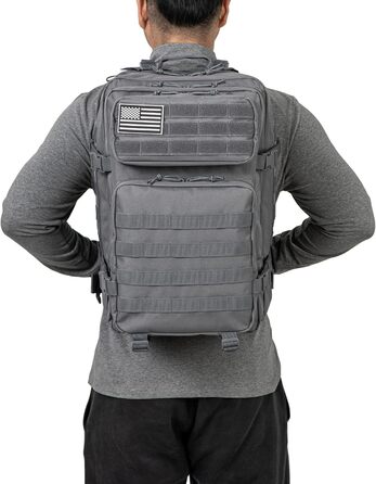 Тактичний рюкзак QT&QY 45 л армійський Molle для чоловіків, військовий штурмовий рюкзак Bundeswehr для туризму, трекінгу, 3-денний рюкзак (3.1 сірий)