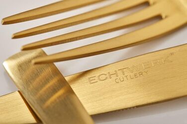 Набір столових приборів ECHTWERK Avelino Gold Edition, 20 предметів, матова нержавіюча сталь 18/10, для 4 осіб, преміум якість, для весіль, свят та декору столу