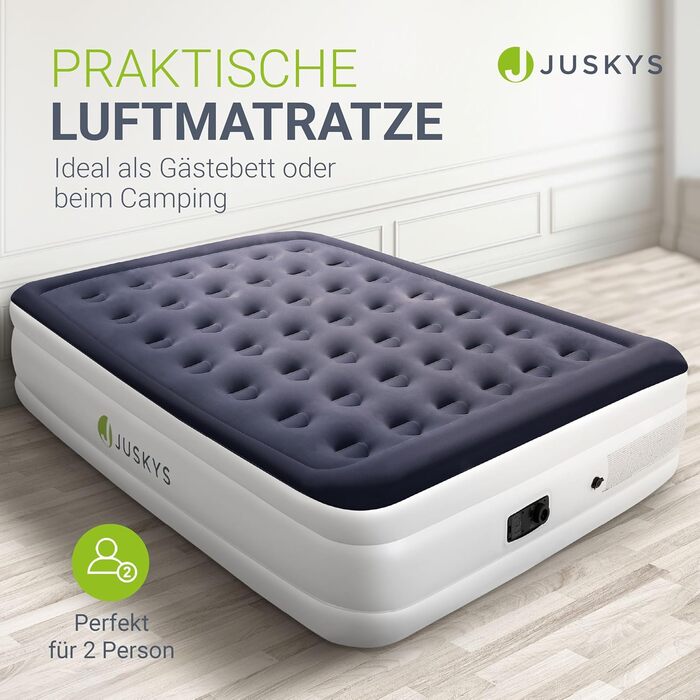 Самонадувний матрац Juskys 150x200 см для двох із вбудованим насосом, водонепроникний, для гостей і кемпінгу