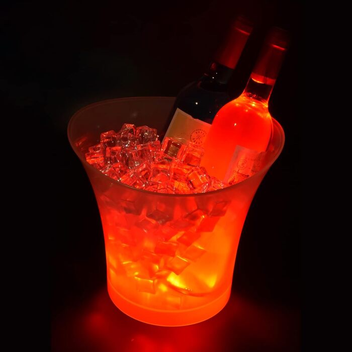 LED-відерце для льоду 5 л з регульованою підсвіткою, кольоровий Eiskübel для шампанського, вина, напоїв, пива, для вечірок, бару, клубу