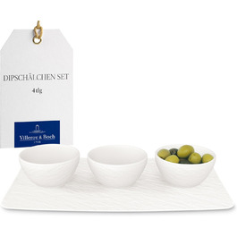 Набір соусників Villeroy & Boch Manufacture Rock blanc, 4 шт., преміум порцеляна, білий, для соусів і закусок, можна мити в посудомийній машині