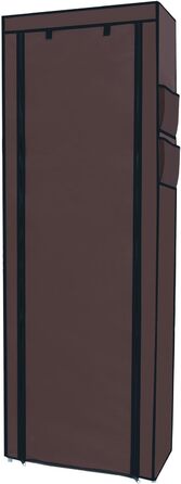 Тканинна шафа INTIRILIFE 170x58x28 см з блискавкою, 9 полиць, кокосово-коричнева, для одягу і взуття, розкладна, для кемпінгу