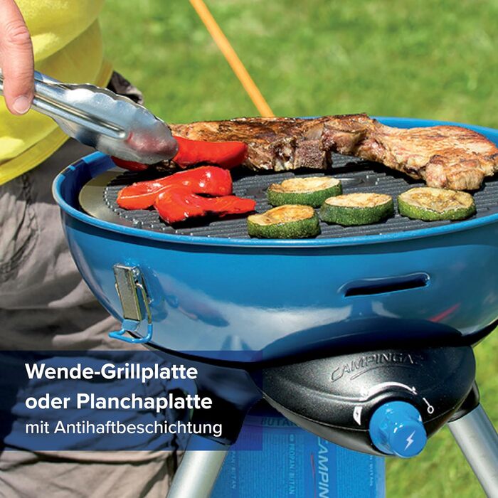 Газовий гриль Campingaz Party Grill для кемпінгу та пікніка, портативний гриф для фестивалів, з антипригарною поверхнею та підставкою для каструлі