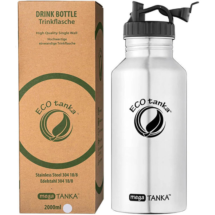 Еко-пляшка ECOtanka 2,0 л з нержавіючої сталі, герметична, BPA Free, для спорту та фітнесу