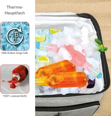 Складна термосумка IceBreezer 25/45/52 л для пікніка, водонепроникна, з ременем, антрацит/сірий, зберігає холод до 16 годин