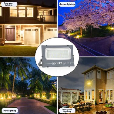 LED прожектор для вулиці, IP65, 600 Вт, 30000 Лм, тепле біле світло, водонепроникний, для двору, саду, гаража, під'їзду