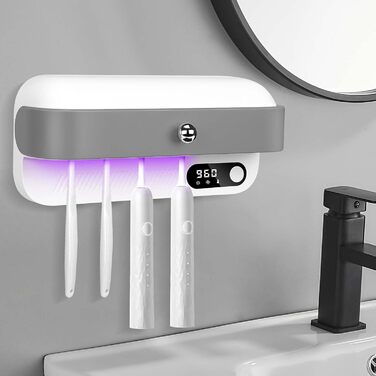 Настінний тримач для зубних щіток Bestcool з UV стерилізатором, 4 місця, UVC-стерилізація та сушка, електричний органайзер для ванної, для дітей і сім'ї