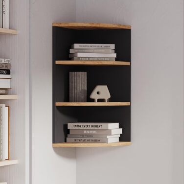 Кутова полиця Vicco Ecki, книжкова, біла/дуб золотий, 30x60 см