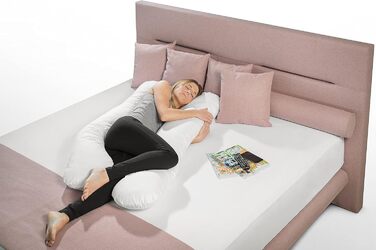 Подушка для вагітних та для сну на боці Sleepling U-подібна, 140x75x20 см, біла, знімний чохол 100% бавовна, прати при 60°C, сертифікат OEKO-TEX, вироблено в ЄС