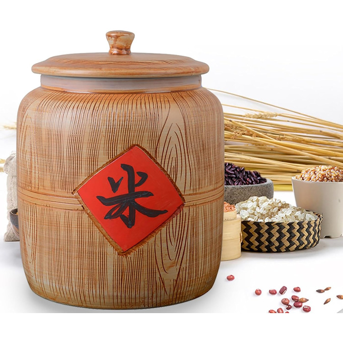 Керамічна банка для зберігання продуктів з кришкою 33x40,8 см – контейнер для круп, рису, борошна, цукру, кави, мюслі, снеків, харчовий диспенсер для кухні