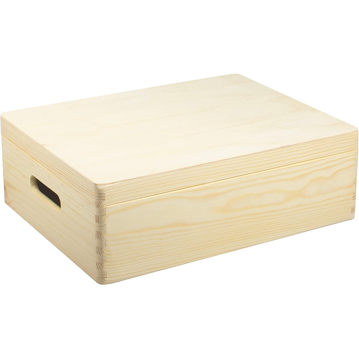 Велика дерев'яна скриня з кришкою та ручками 40x30x24 см, натуральна, FSC – універсальна коробка для зберігання, подарункова упаковка, декор, скриня для іграшок, пам'ятна коробка